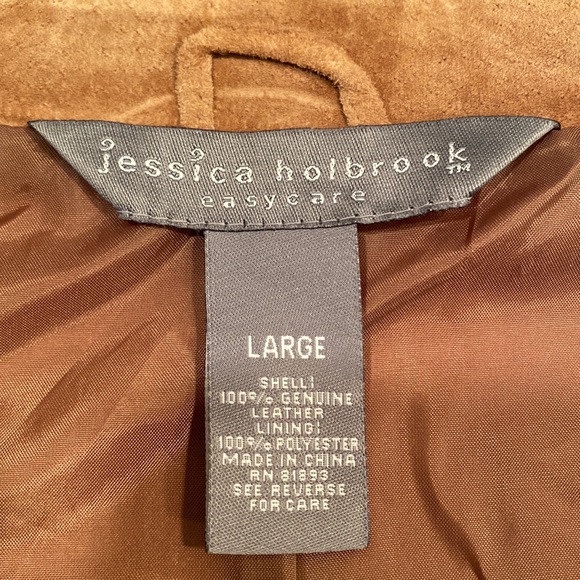 Jessica Holbrook 💯 % genuine leather (suede) vest with front zipper and lining - Picture 4 of 7
